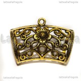 Portaciondolo per sciarpe in metallo oro antico filigrana fiori 44x31mm