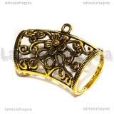 Portaciondolo per sciarpe in metallo oro antico filigrana fiori 44x31mm