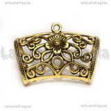 Portaciondolo per sciarpe in metallo oro antico filigrana fiori 44x31mm