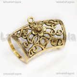 Portaciondolo per sciarpe in metallo oro antico filigrana fiori 44x31mm