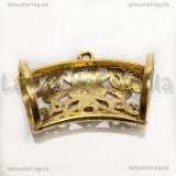 Portaciondolo per sciarpe in metallo oro antico filigrana fiori 44x31mm