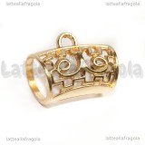 Portaciondolo per sciarpe in metallo dorato filigranato 31.5x24mm