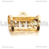 Portaciondolo per sciarpe in metallo dorato filigranato 31.5x24mm