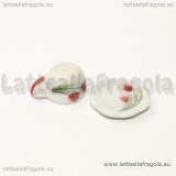 Set tazzina con piattino in ceramica bianca decorazione tulipani 10mm