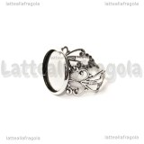 Base Anello filigranata in metallo argento antico con base tonda 16mm
