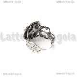 Base Anello filigranata in metallo argento antico con base tonda 16mm