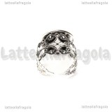 Base Anello filigranata in metallo argento antico con base tonda 16mm