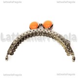 Chiusura Clip Clap in metallo argentato 8.5cm con pomelli in acrilico salmone