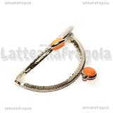 Chiusura Clip Clap in metallo argentato 8.5cm con pomelli in acrilico salmone