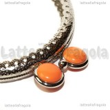 Chiusura Clip Clap in metallo argentato 8.5cm con pomelli in acrilico salmone