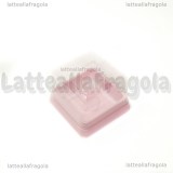 3 Scatoline in plastica trasparente fondo rosa 4.7x4.7x3.5cm