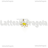 Charm Fiore Margherita in Acciaio Inox Dorato smaltato Bianco 10x7.5mm