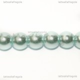25 Perle in vetro cerato azzurro 8mm