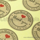 Adesivo tondo Handmade with love 38mm