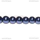 Perle in Vetro Cerato Blu 8mm filo in cotone 38cm
