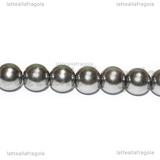 Perle in Vetro Cerato Grigio Argento 8mm filo in cotone 38cm