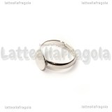 Base anello regolabile in ottone argentato con piattello 8mm