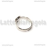 Base anello regolabile in ottone argentato con piattello 8mm