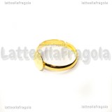Base anello regolabile in ottone dorato con piattello 8mm