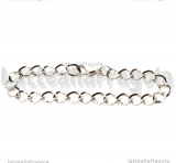 Bracciale in metallo toni argentati maglia ritorta 9x5mm 18cm