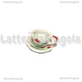 Set tazzina con piattino in ceramica bianca decorazione tulipani 10mm