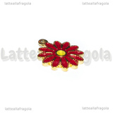 Ciondolo Fiore in Acciaio Inox Dorato smaltato Rosso 18x15.5mm