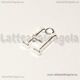 Ciondolo lettera H in metallo Silver plated 15x9mm
