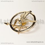 Spilla Hunger Games in metallo zincato gold plated 40x40mm