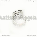 Base anello in rame silver plated con base cammeo 16mm