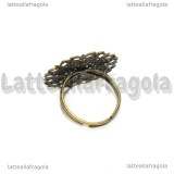 Base anello con piastra filigranata tonda color bronzo 25mm
