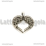 Ciondolo Ali in metallo argento antico 30x24mm