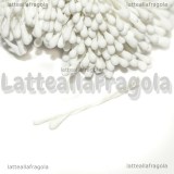 25 Pistilli artificiali bianchi in cotone e gesso testa da 1mm