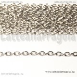 1 metro di Catena in metallo toni argentati maglie ovali 5x3.5mm