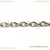 1 metro di Catena in metallo toni argentati maglie ovali 5x3.5mm