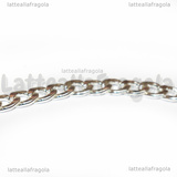 Bracciale in Acciaio Inox Silver Plated Maglia Grumetta 19cm