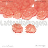3 Rose in Madreperla sintetica rosa foro passante 6x5mm