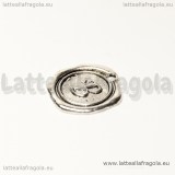 Ciondolo Sigillo lettera A in metallo argento antico 20mm