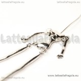 Corpo 3D bambolina in metallo argento antico 75x18mm