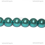 20 Perle in vetro cerato azzurro 10mm