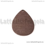 Ciondolo goccia in legno cioccolato fondente 48x33mm
