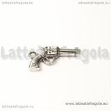 Charm double-face pistola in metallo argentato 21x11mm