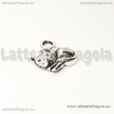 Charm micio in metallo argento antico 15x13mm