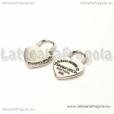Charm Cuore Tiffany in metallo argentato 20x13mm