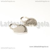 Charm Cuore Tiffany in metallo argento antico 20x13mm