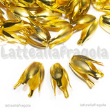 Coppia Coppette Copriperla 4 petali in metallo gold plated 13x8mm