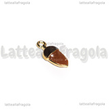 Charm Ghianda in metallo dorato smaltato 17x8mm