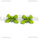 Perni Fiocco in metallo smaltato verde con perni in Argento 925 11x15x4mm