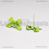 Perni Fiocco in metallo smaltato verde con perni in Argento 925 11x15x4mm