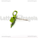 Perni Fiocco in metallo smaltato verde con perni in Argento 925 11x15x4mm