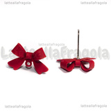 Perni Fiocco in metallo smaltato rosso con perni in Argento 925 11x15x4mm